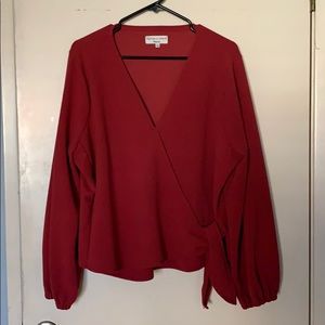 Madewell berry color long sleeve wrap top XL